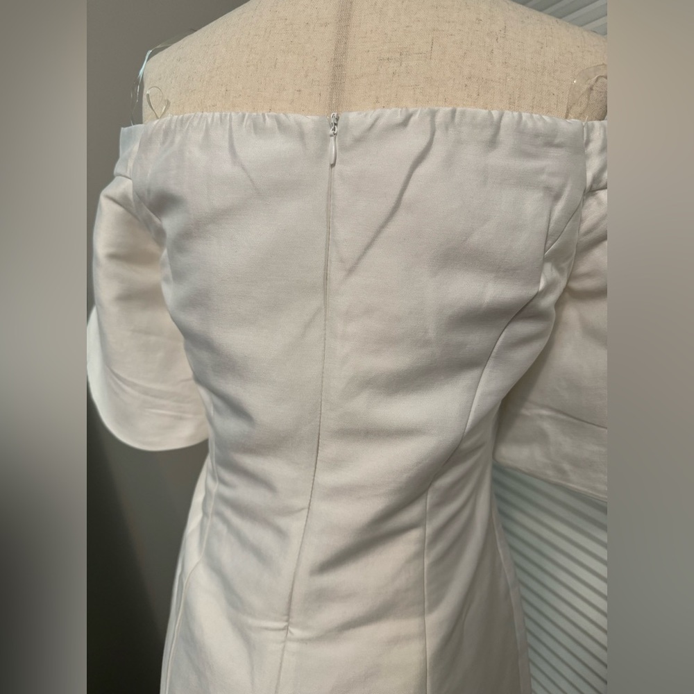 Do+Be | White Satin Off Shoulder Midi Dress | S - Picture 6 of 13